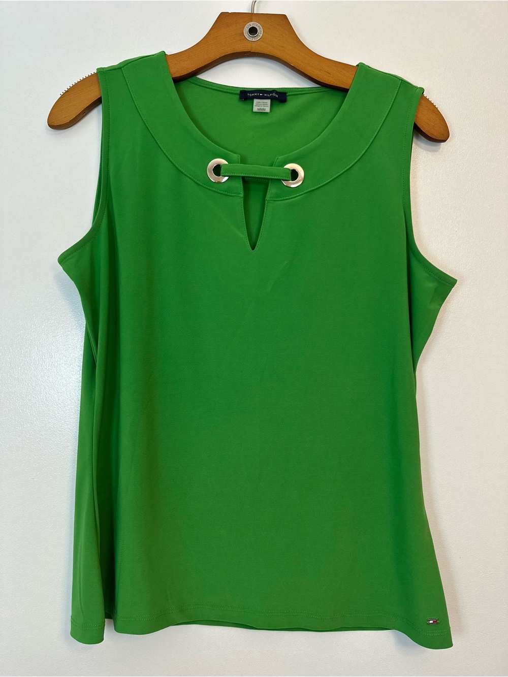 Tommy Hilfiger Bright Green Sleeveless Keyhole Tank